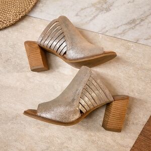 Diba True Sparkle Notebook Block Heel Sandals Size 8.5